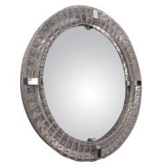 1960s Very Chic Round Illuminated Venetian Mirror