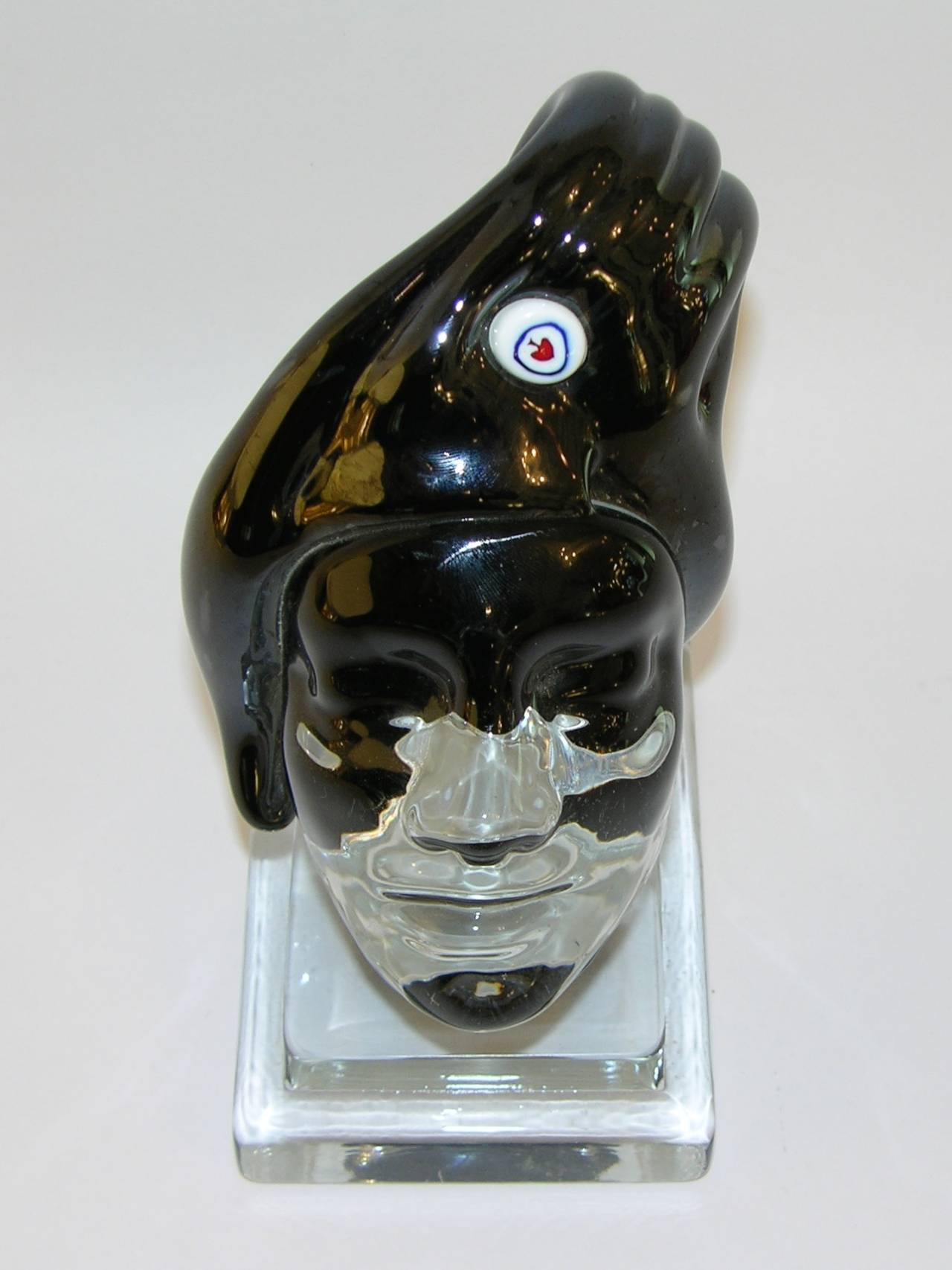 Hand-Crafted Italian Blown Murano Glass Head Sculpture