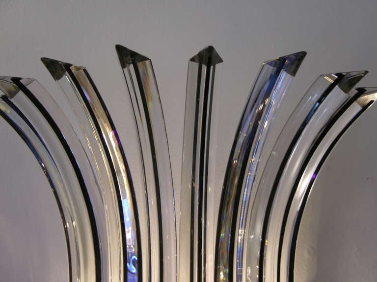 Italian Pair of Contemporary Clear Murano Glass Wall Lights with Black Insets 1