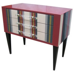 Vintage Custom-Made Italian Chest In Colored Glass