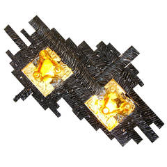 Retro Poliarte Very Rare Italian Architectural Illuminated Sculpture / Wall Light