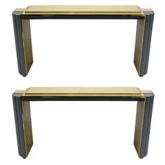 1970s Pair of Alain Delon for Maison Jansen Console Tables