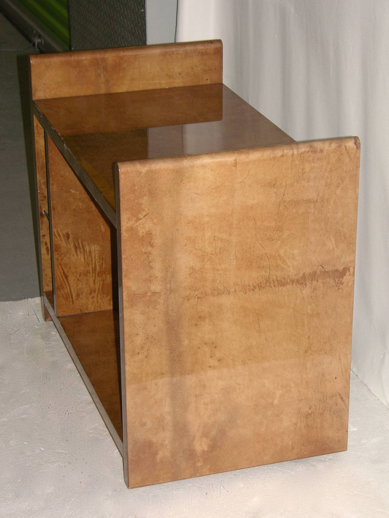 Mid-20th Century Aldo Tura Rare Amber Goatskin Cart or Side Table