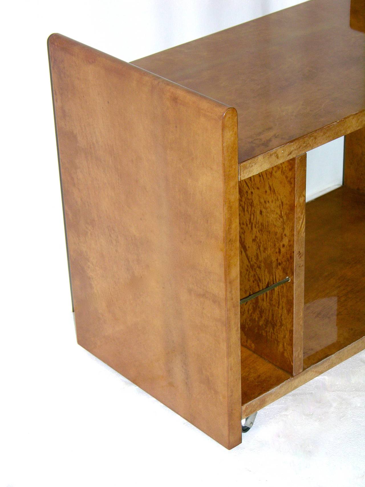 Aldo Tura Rare Amber Goatskin Cart or Side Table 1