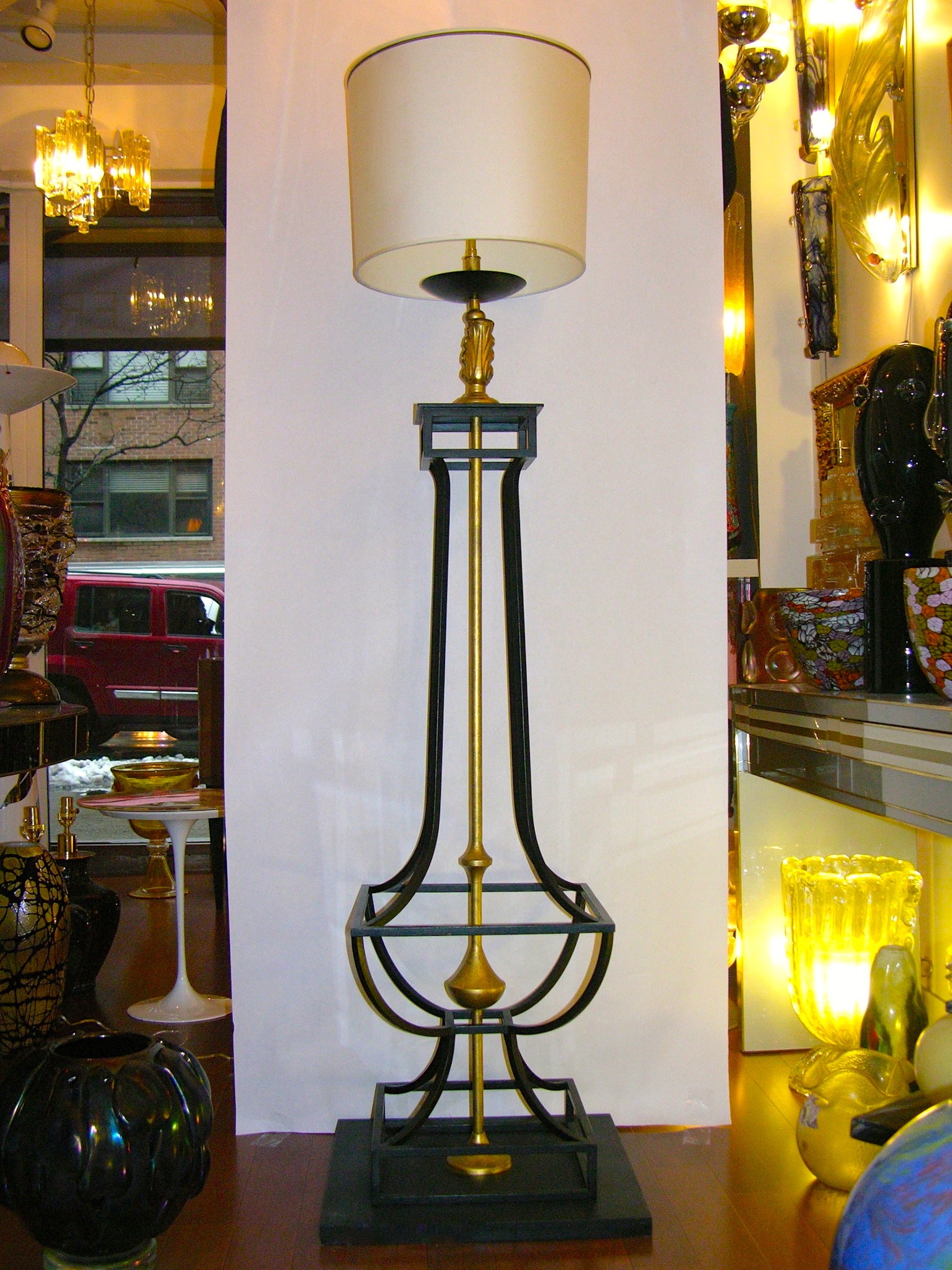 20th C. Oversized Pair Of Gilt-Iron Floor Lamps by Jacques Garcia