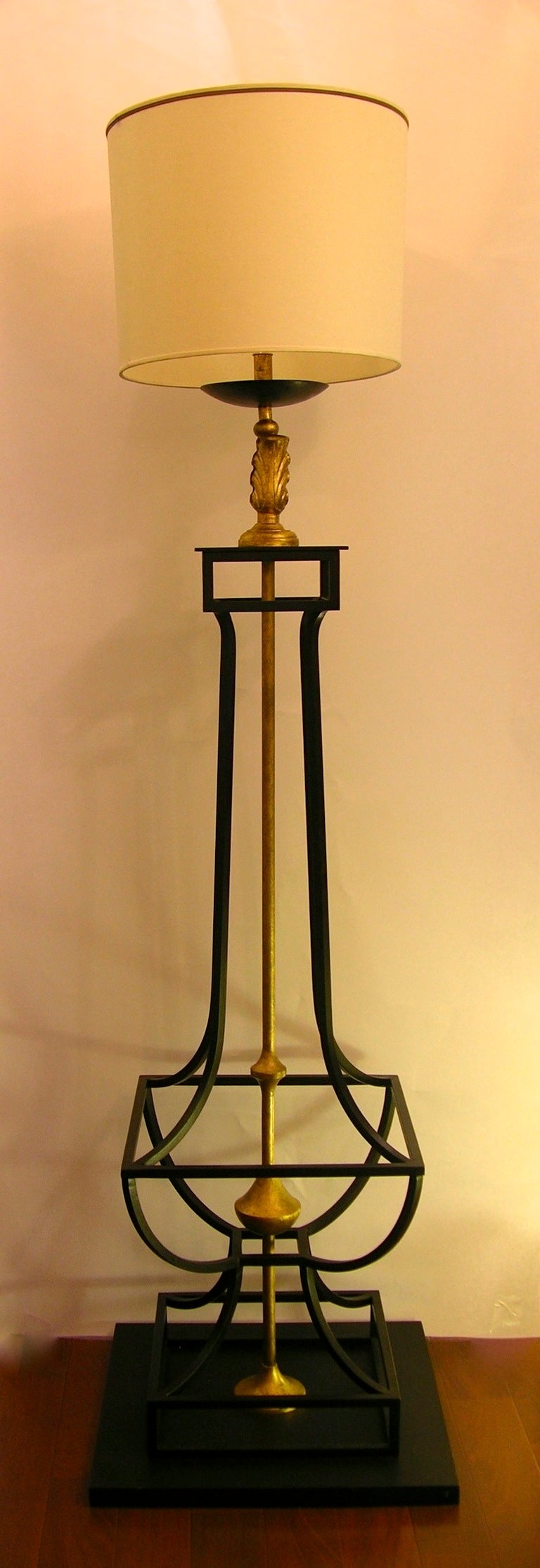 20th C. Oversized Pair Of Gilt-Iron Floor Lamps by Jacques Garcia 2