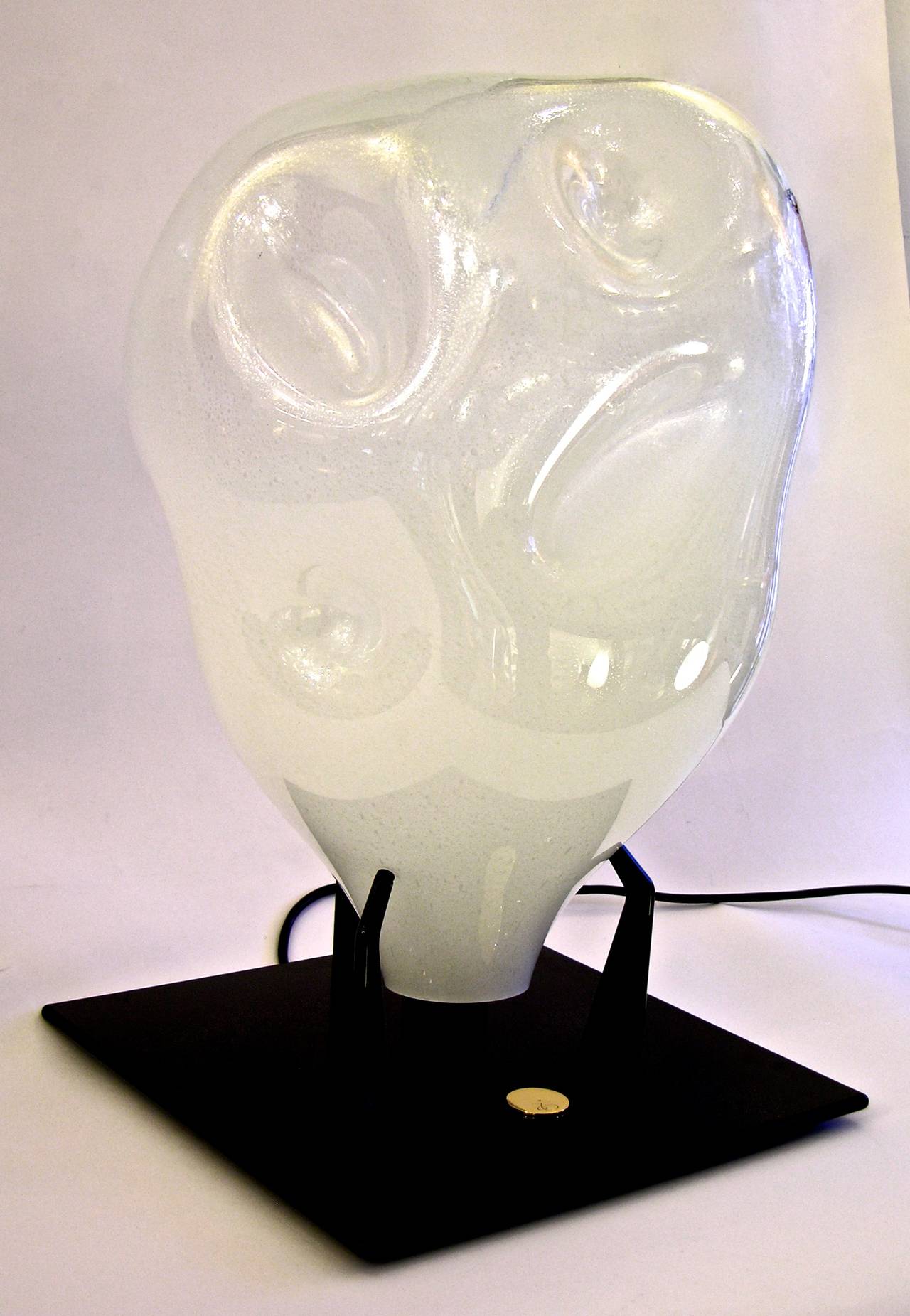 Lacquered Leucos 1970s Single Edition Glass Lamp Sculpture