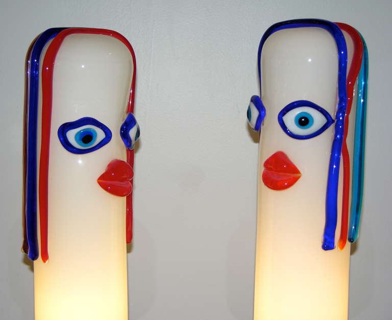 1960s Very Fun Pair of Murano GLass Lamps 4