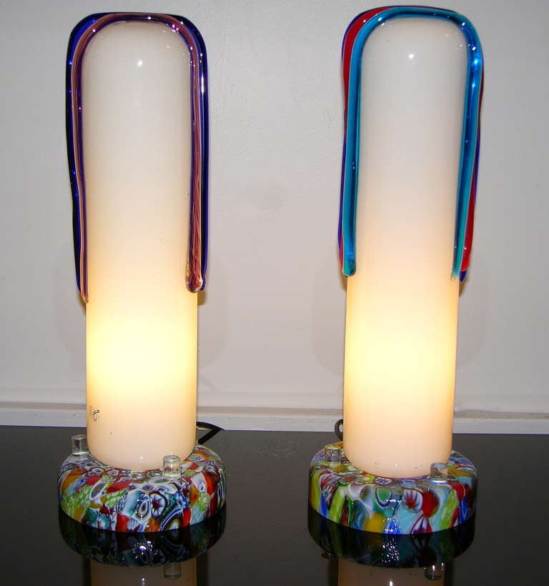 1960s Very Fun Pair of Murano GLass Lamps 2