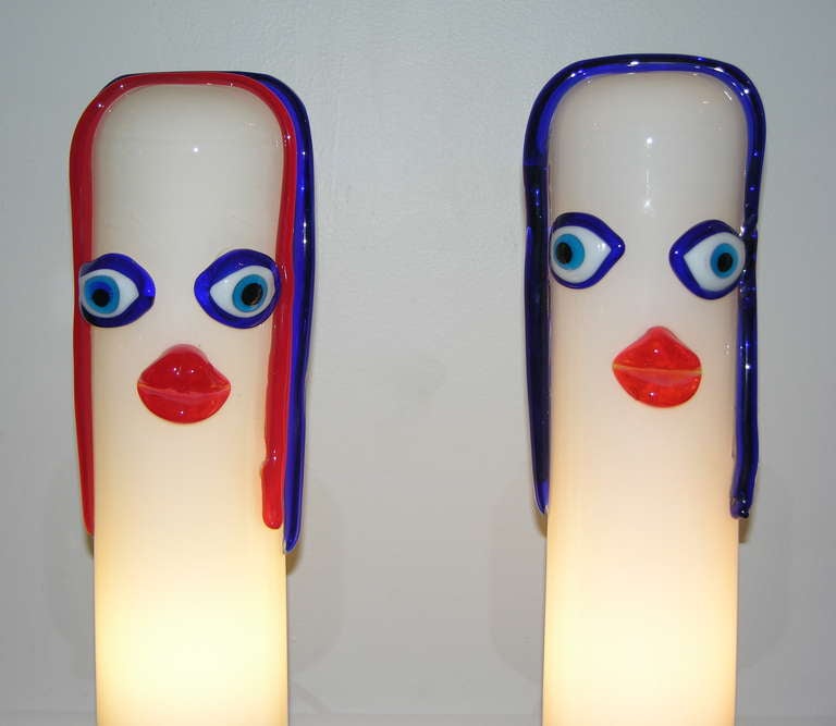 Mid-20th Century 1960s Very Fun Pair of Murano GLass Lamps