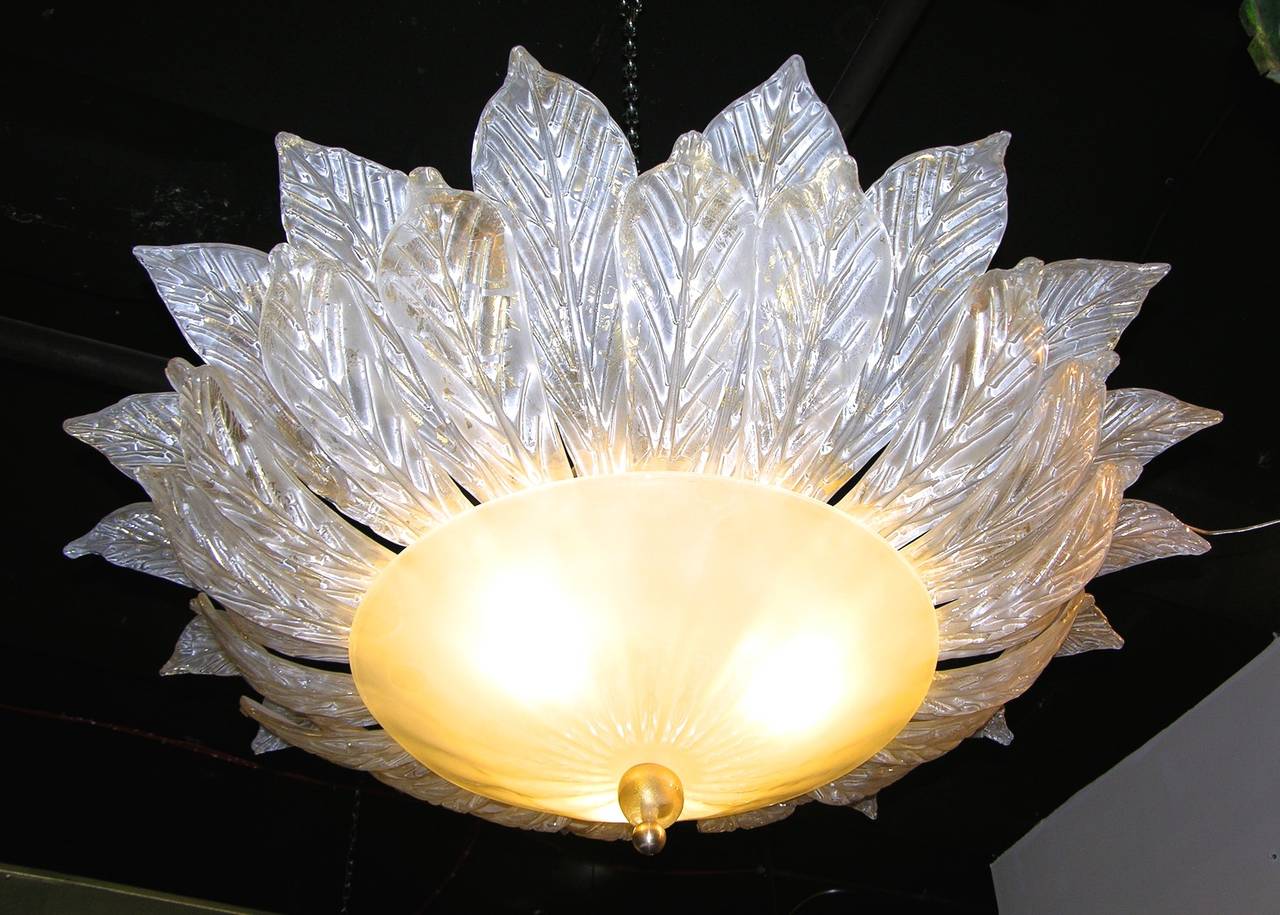Seguso Vetri d'Arte 1960s Murano Glass Chandelier Worked with Pure Gold 2