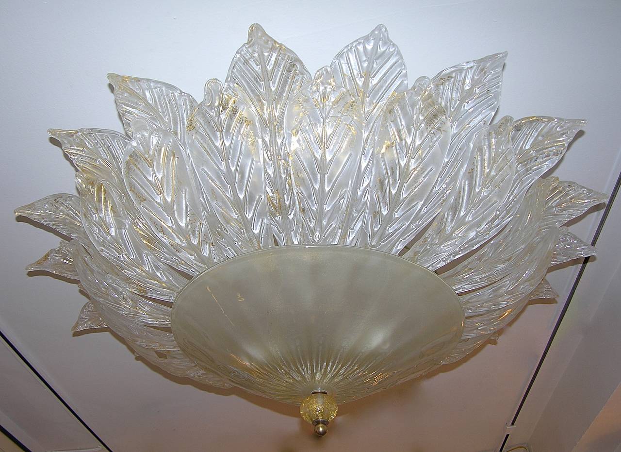 Organic Modern Seguso Vetri d'Arte 1960s Murano Glass Chandelier Worked with Pure Gold