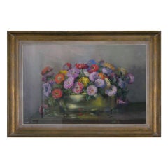 Antique FLOWERS - Pastel painting by Jaak Van Den Seylbergh (1884-1960)