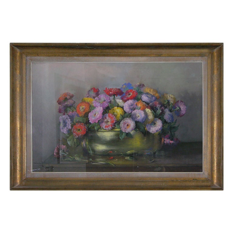 FLOWERS - Pastel painting by Jaak Van Den Seylbergh (1884-1960)