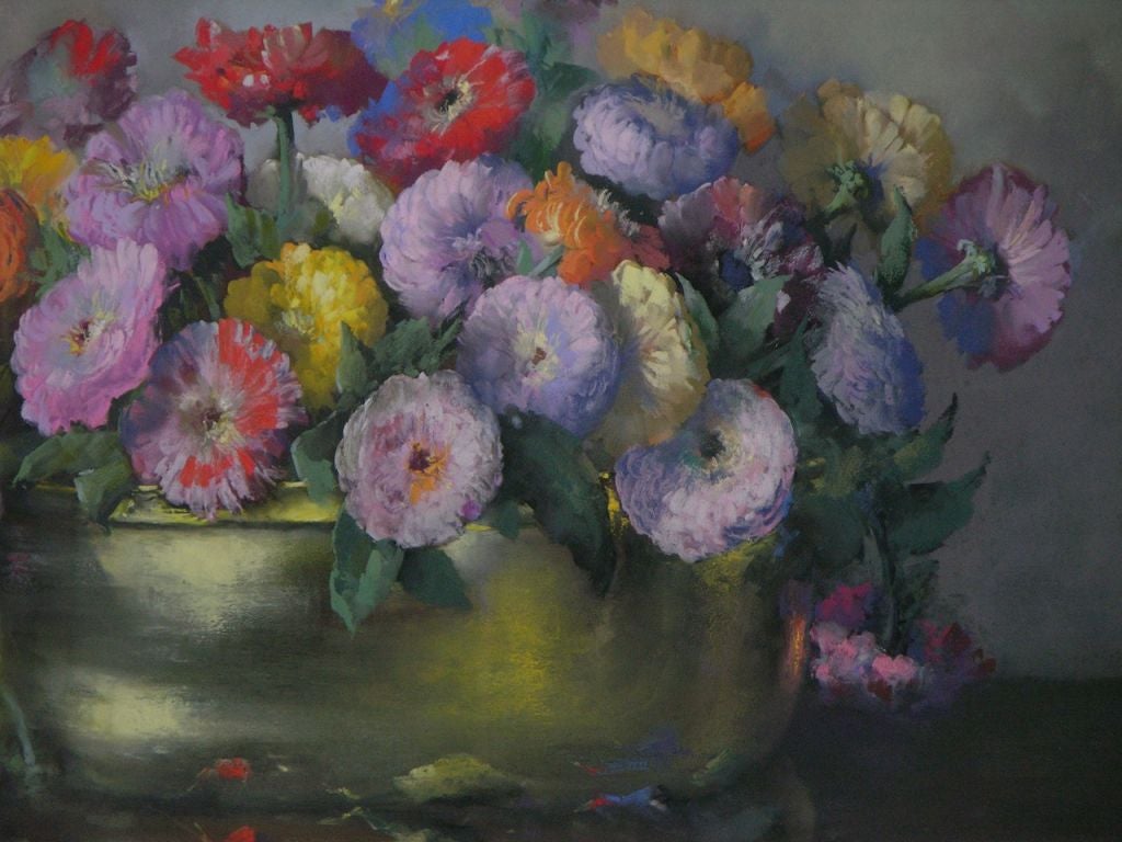 FLOWERS - Pastel painting by Jaak Van Den Seylbergh (1884-1960)