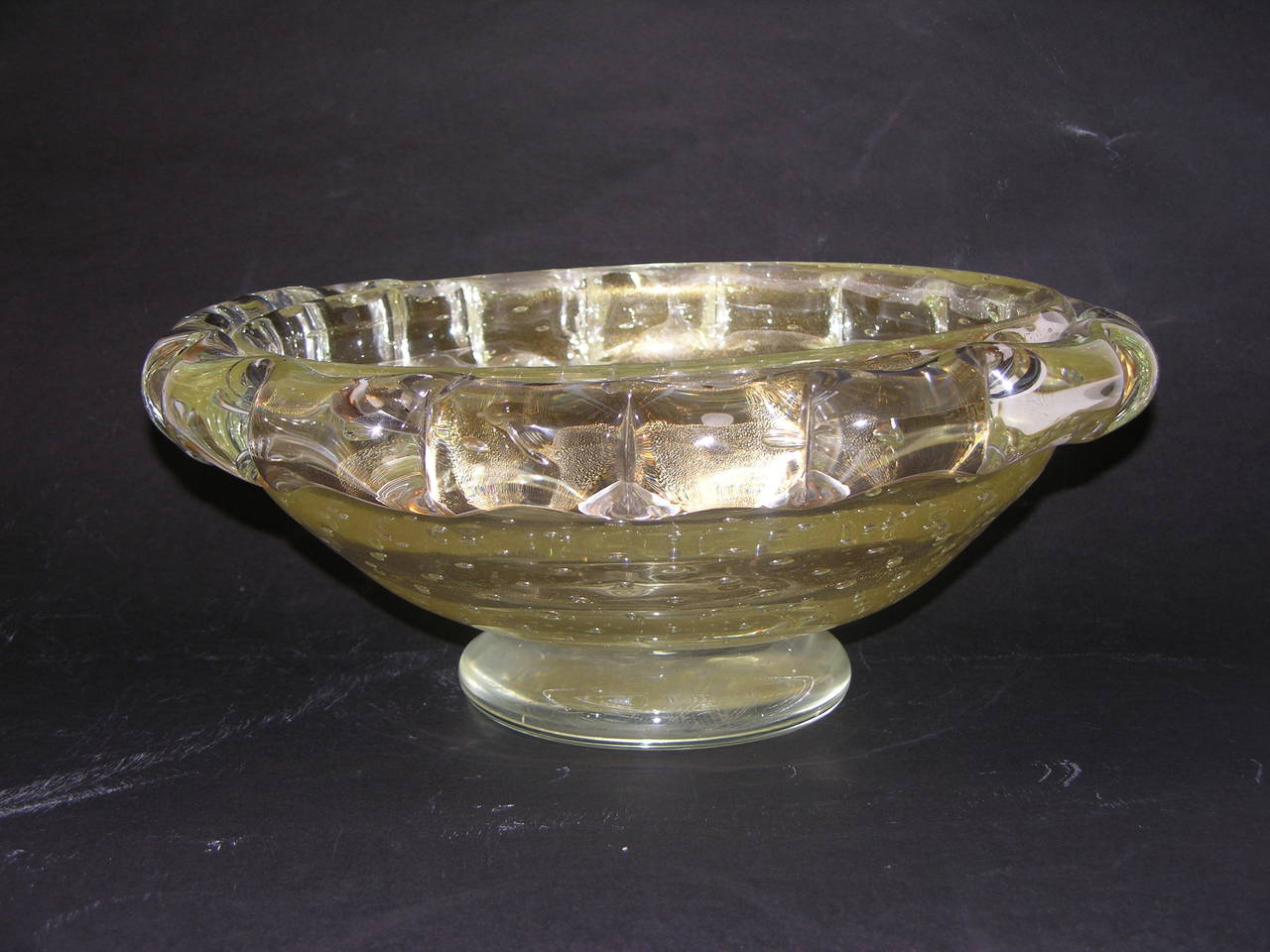 Costantini 1970s Italian Murano Glass Bowl Worked with Pure Gold 5