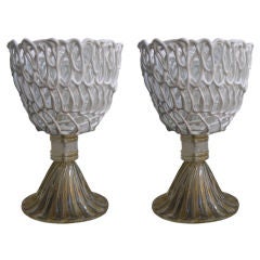 1970s Amazing Pair of Structural Table Lamps in Murano Glass