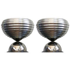 Flos 1960s Silver Tone Pair of Castiglioni Round Polished Aluminum Table Lamps 3