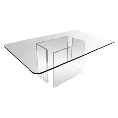 1970 American dining table in glass