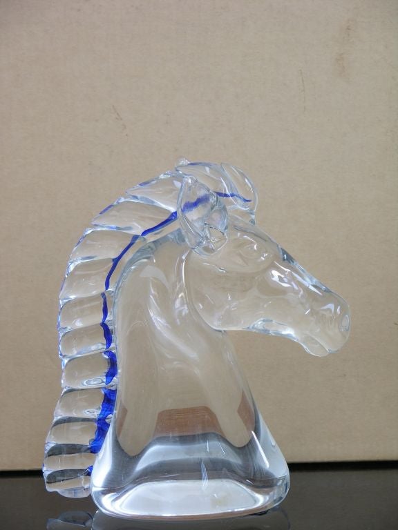 Vintage Italian Sculptural Glass Horse In Excellent Condition In New York, NY