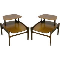 1950s pair of Bertha Schaefer two-tier end tables