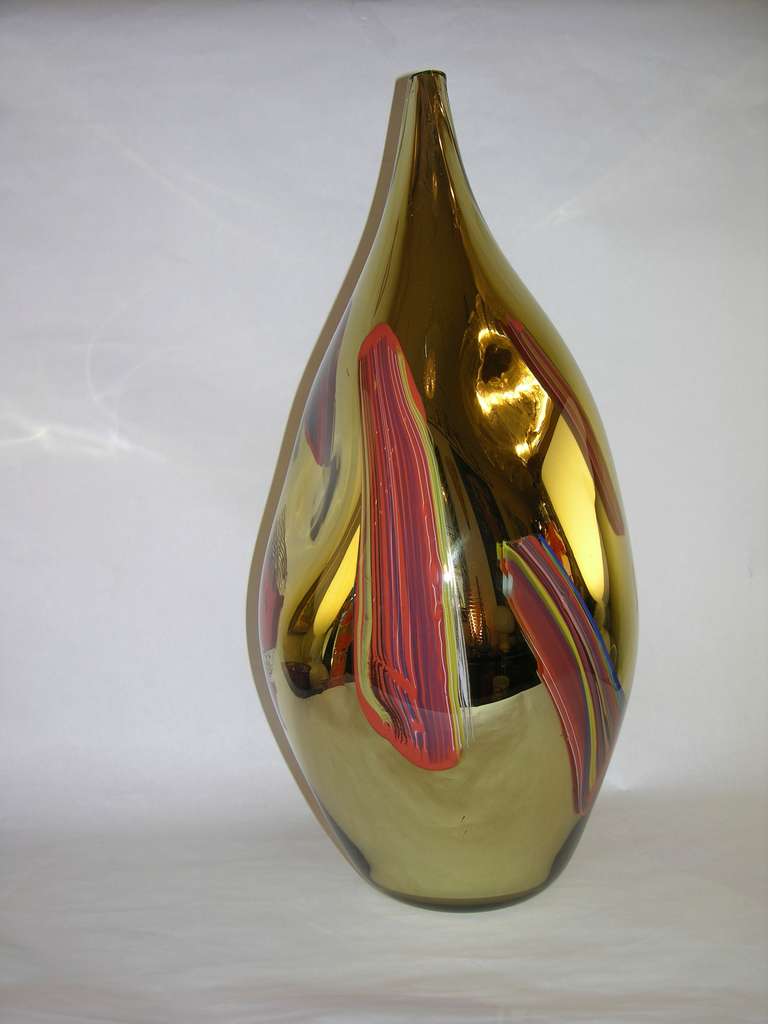 Contemporary Design Italian Murano Glass Mirrored Vase by Davide Dona 6