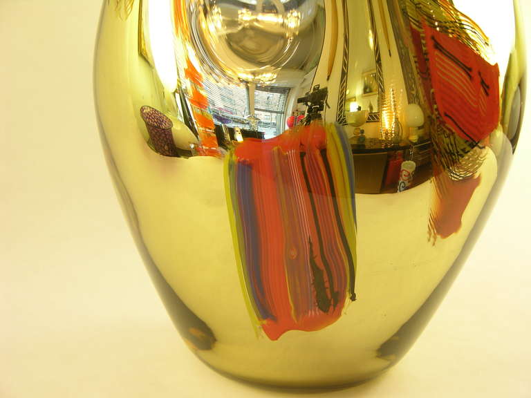 Contemporary Design Italian Murano Glass Mirrored Vase by Davide Dona 1