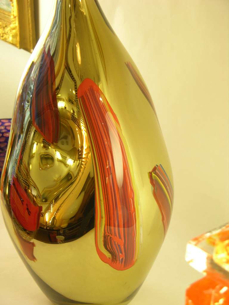 Contemporary Design Italian Murano Glass Mirrored Vase by Davide Dona In Excellent Condition In New York, NY