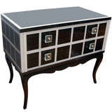 Italian Design Pair of Unusual Black and White Murano Glass Commodes/End Tables