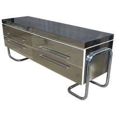 1970s Frigerio Rare Chest in Two-Toned Chrome with Tubular Italian Design