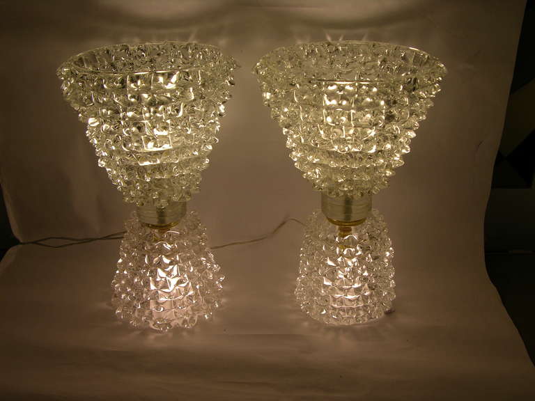 1950s Barovier Rostrato Pair of Double-Illuminated Lamps In Excellent Condition In New York, NY