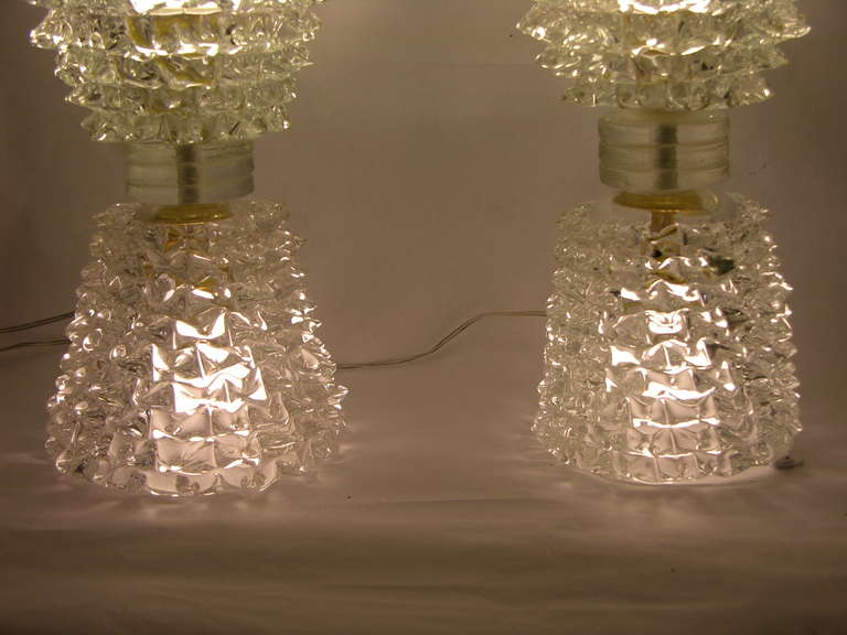 1950s Barovier Rostrato Pair of Double-Illuminated Lamps 1