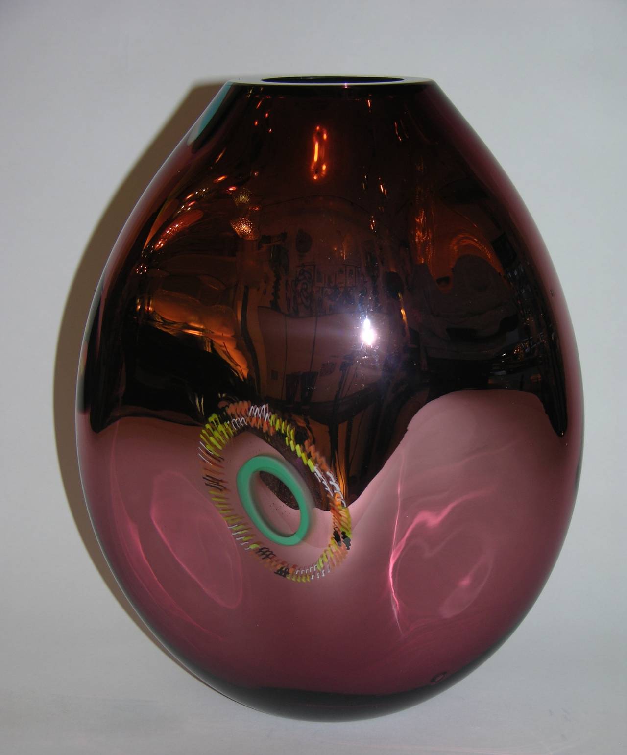 Contemporary Design Plum Mirrored Murano Glass Vase by Davide Dona 1