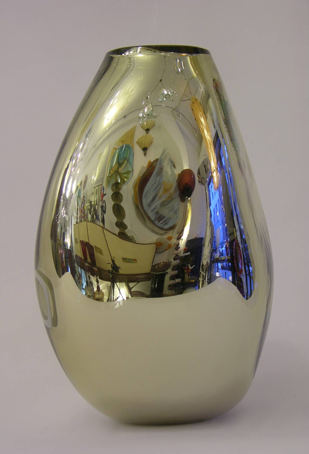 Contemporary Design Exclusive Silver Mirrored Murano Glass Vase by Davide Dona 1