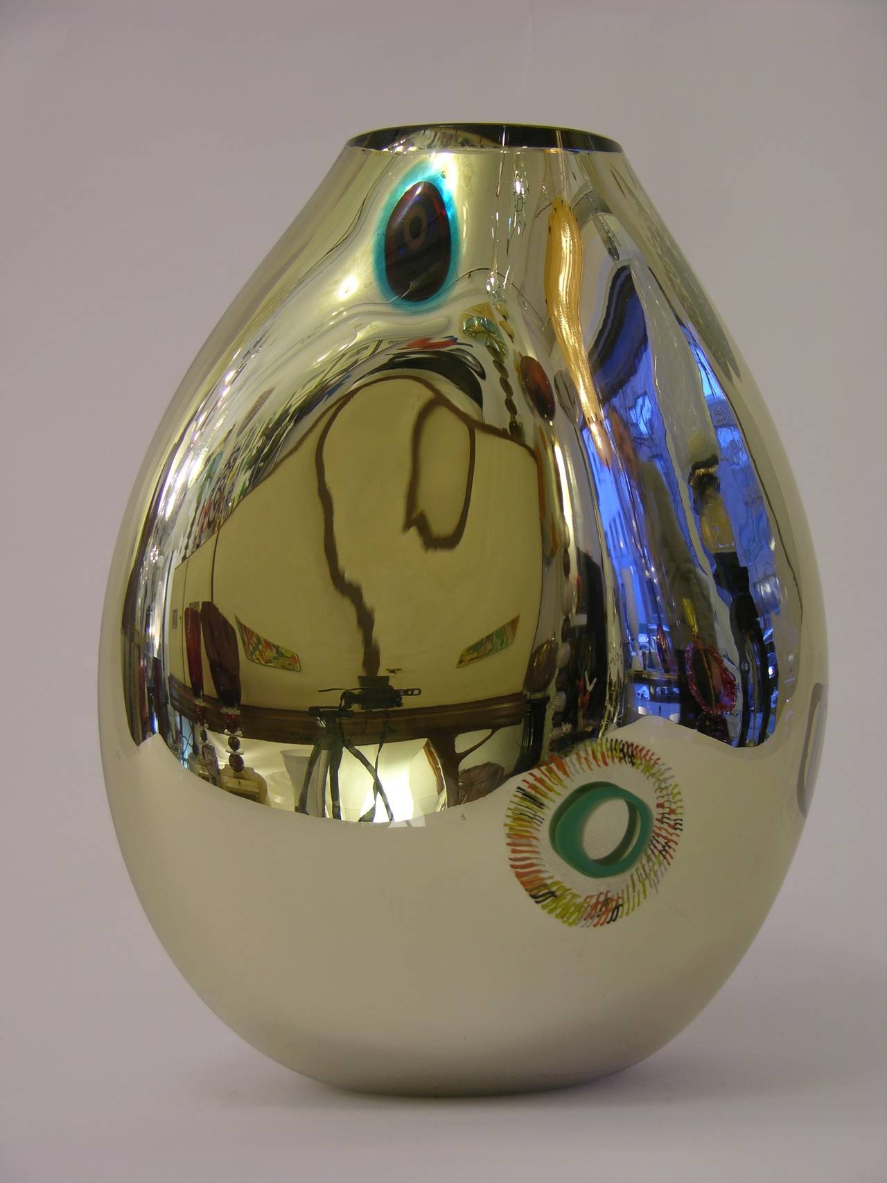 Contemporary Design Exclusive Silver Mirrored Murano Glass Vase by Davide Dona 2