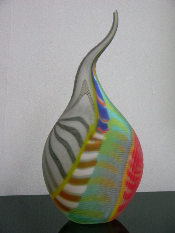 Italian Extraordinary Vintage Murano Glass Sculptural Vase Signed Tagliapietra