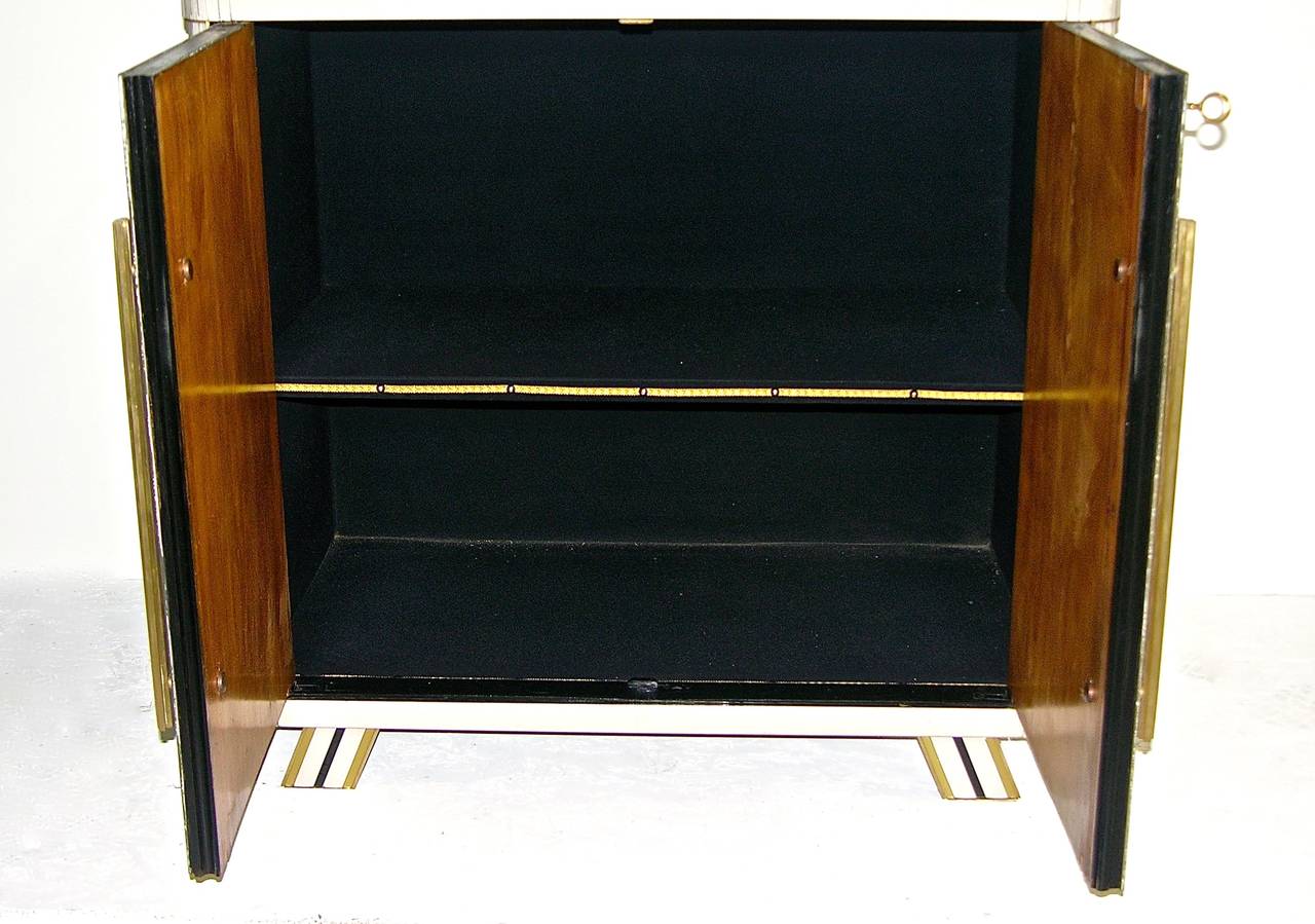 1970s Italian Art Deco Design Pair of Gold Black and White Cabinets or Sideboard 1