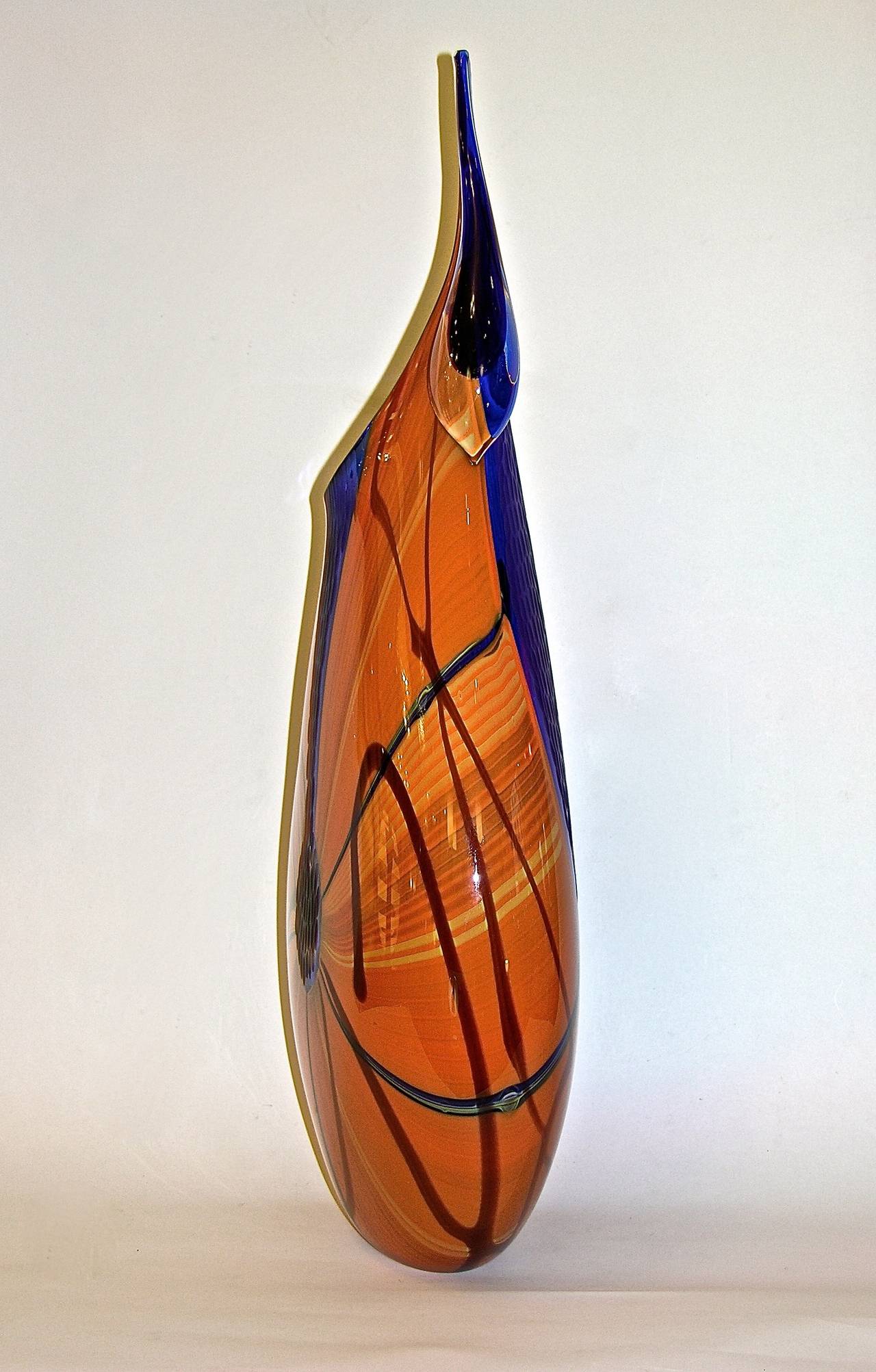 Italian Exceptional Mouth Blown Murano Glass Vase by Davide Dona'
