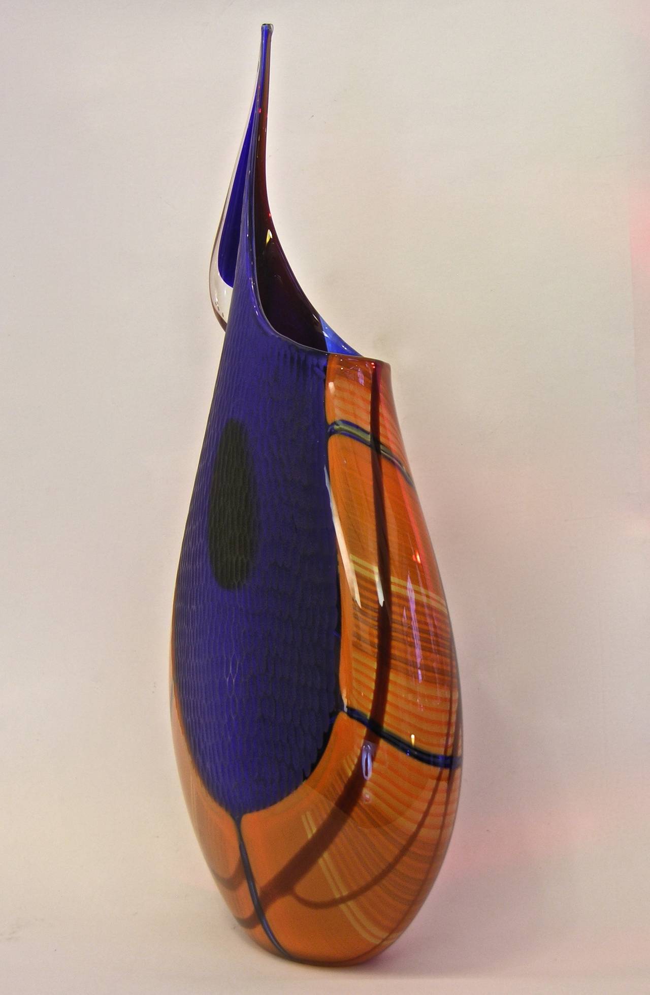 Blown Glass Exceptional Mouth Blown Murano Glass Vase by Davide Dona'