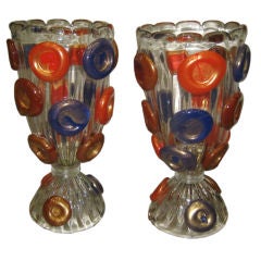 Rare Italian Pair of Vintage Venetian Murano Candy lamps