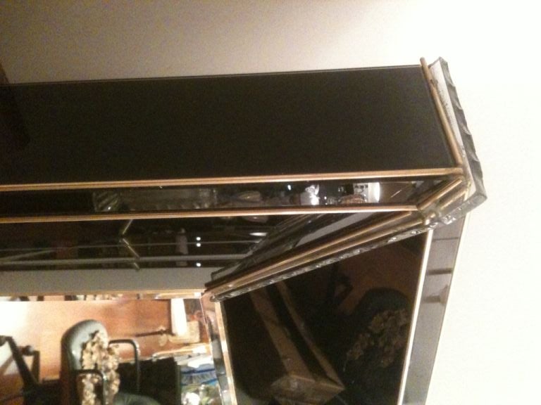 amazing oversized black glass and brass Venetian mirror 2