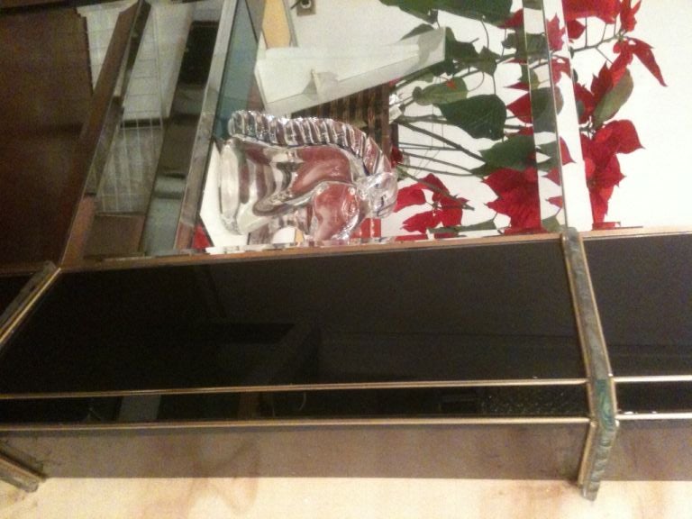 amazing oversized black glass and brass Venetian mirror 4