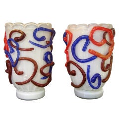 Vintage Pair of Modernist Murano Glass Vases by Costantini 6
