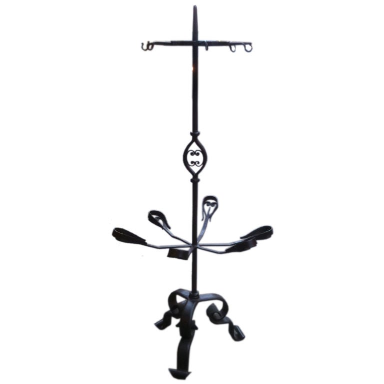 Extremely Rare French 18th Century Wrought Iron Gun Rack, Superb as Coat Rack