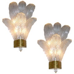 Vintage whimsical pair of Venetian wall lights with leaves