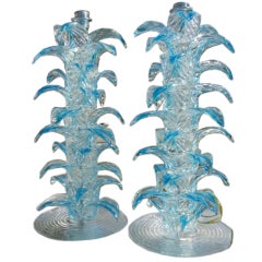 Vintage Palm-Tree Murano Glass Lamps 