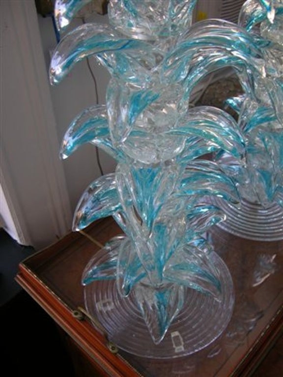 Vintage Palm-Tree Murano Glass Lamps