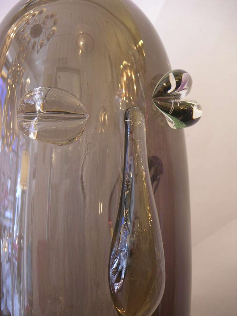 Italian Modernist Pair of Head Glass Sculptures by Sergio Rossi