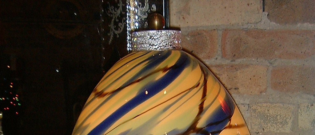 Organic Modern Andromeda 1970s Vintage Egg-Shape Gray Blue Yellow Coffee Murano Glass Lamp 