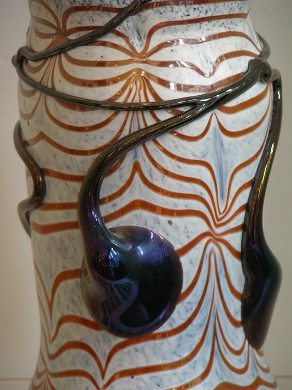 Mid-Century Modern Sergio Rossi 1970s Modern Abstract Murano Glass Vase in White, Red and Black